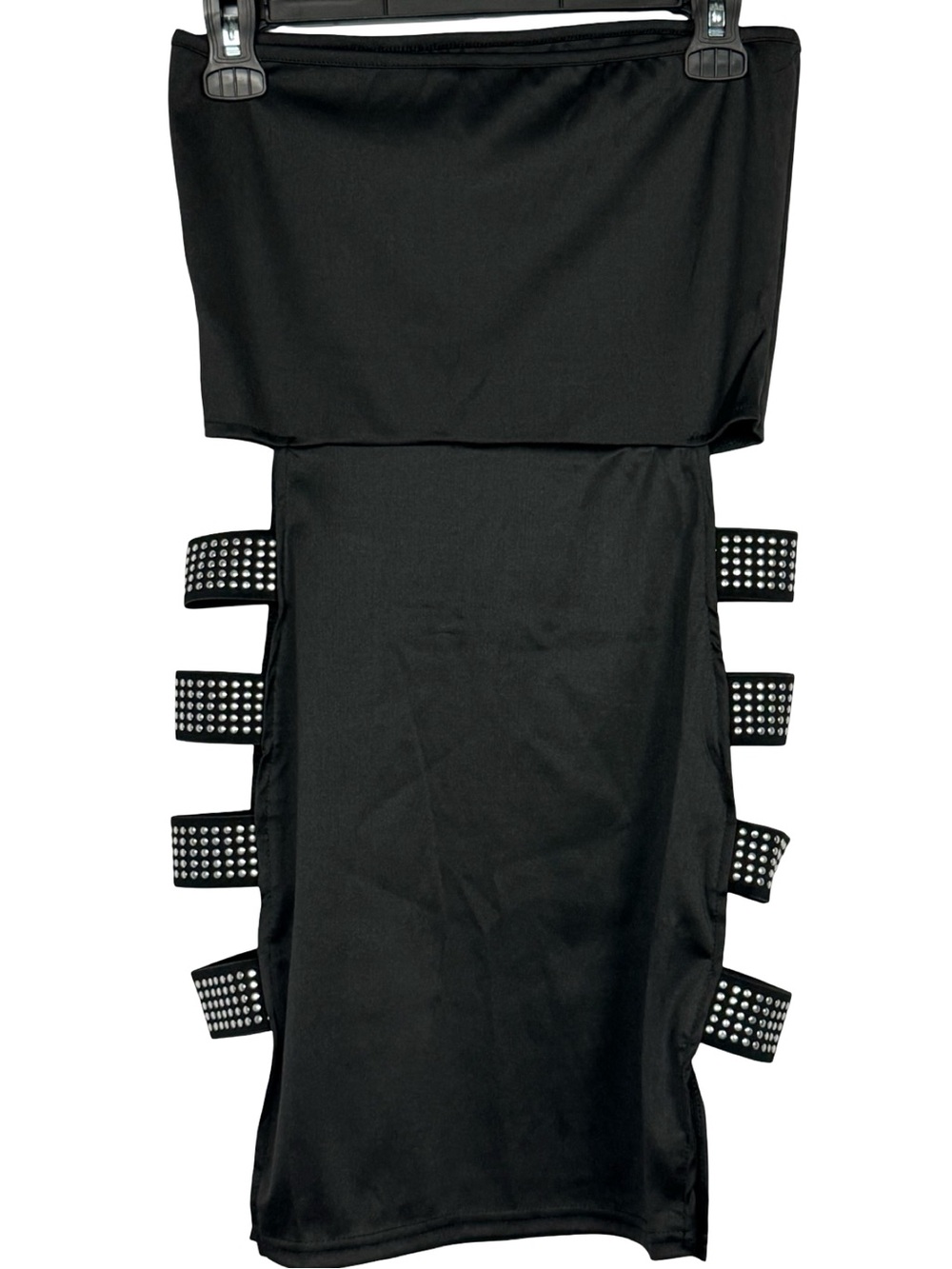 Bodycon Strapless Dress Black Mini Cut Out Hip Women's Size M - Picture 2 of 2